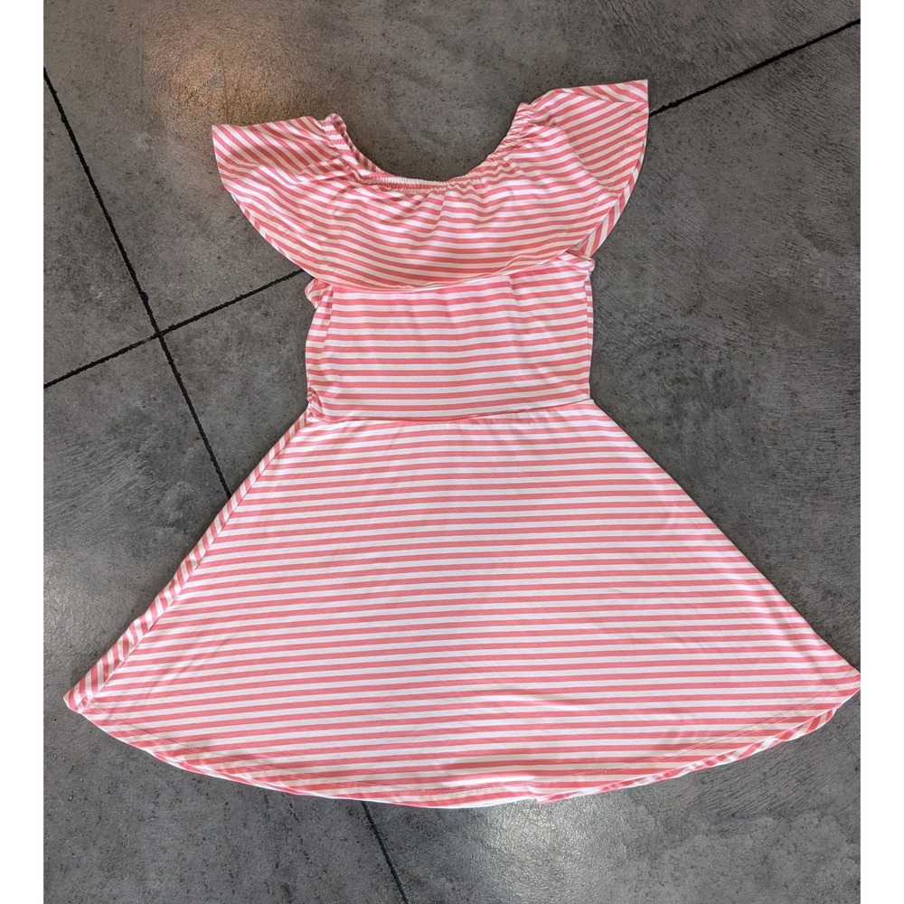 Btween - Girls Pink Striped Ruffle Sleeve Dress -‎ Size 10